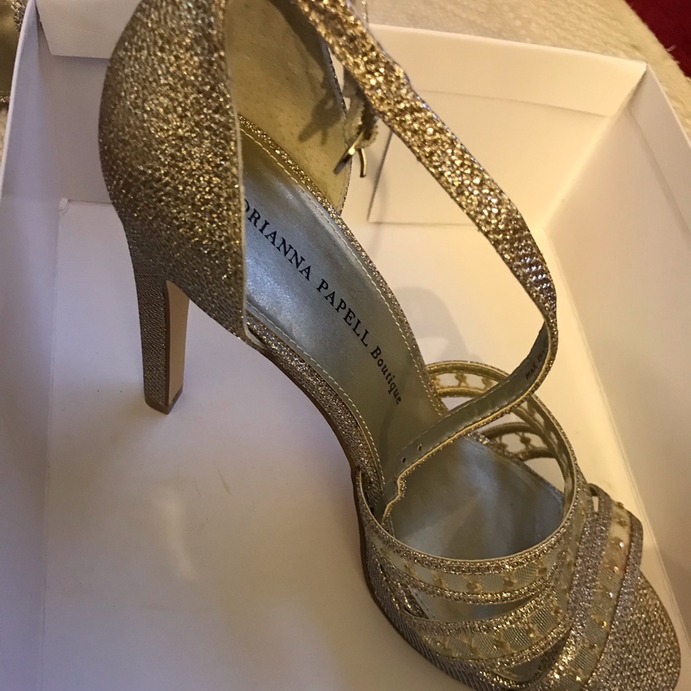 Gold Heeled Evening Sandals - Picture 2 of 6